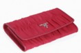 Prada Gathered Nylon Wallet - Red 